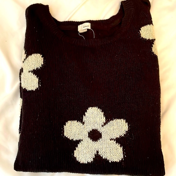 Garage Sweaters - Garage brand size large sweater. Black with white flowers. Lightweight.